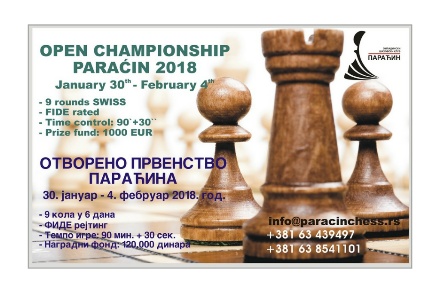 Otvoreno Prvenstvo Paraćina u šahu 2018